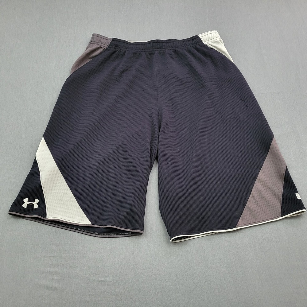 Under Armour Mens Basketball Shorts Black Gray Colorblock‎ Loose Fit Large LG